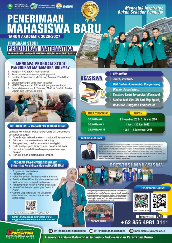 brosur PMB pendidikan matematika Unisma 2026